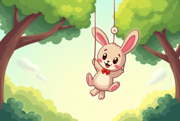 Download Bunny Swinging on Tree Branch - Premium Resources