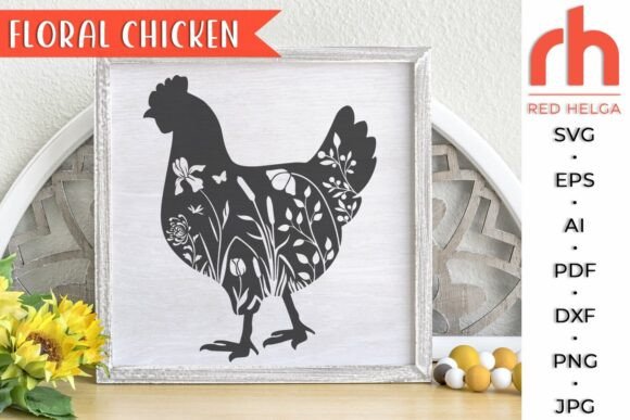 Download Floral Chicken SVG, Flower Animal DXF - Premium Resources