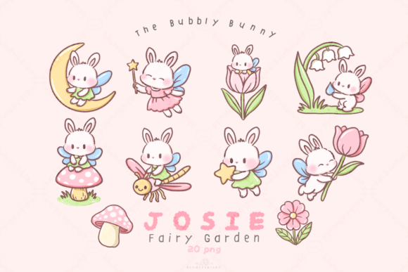 Download Kawaii Bunny Fairy Garden Clipart - Garden clipart Collection