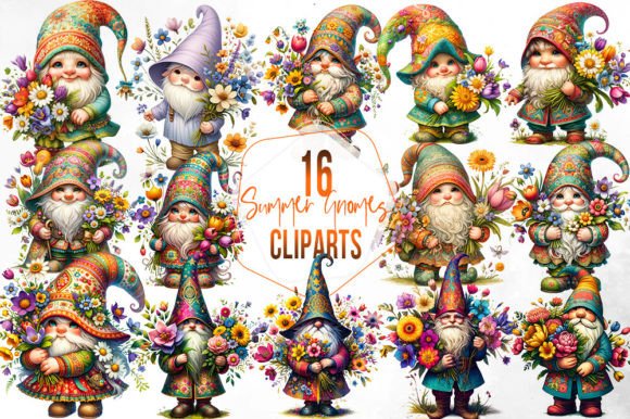 Download Vintage Summer Floral Gnome Clipart - Floral gnome clipart Collection