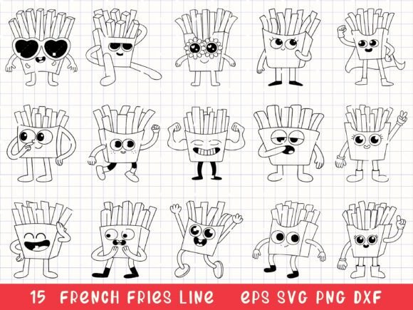 Download French Fries Line Art Fast Food SVG - Premium Resources