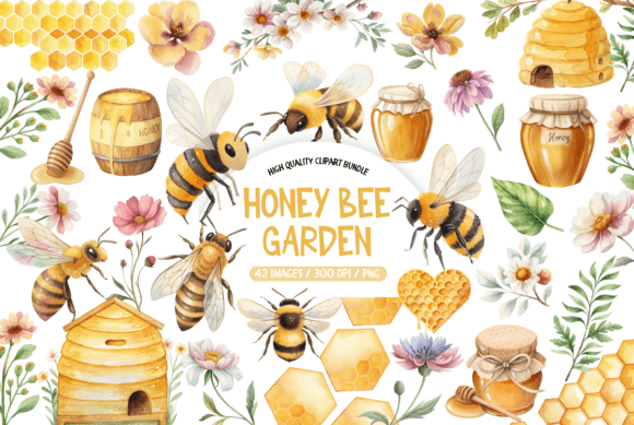 Download Honey Bee Garden Clipart Bundle - Garden clipart Collection